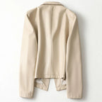 Women's Leather-Look Fitted Blazer with Notched Lapels