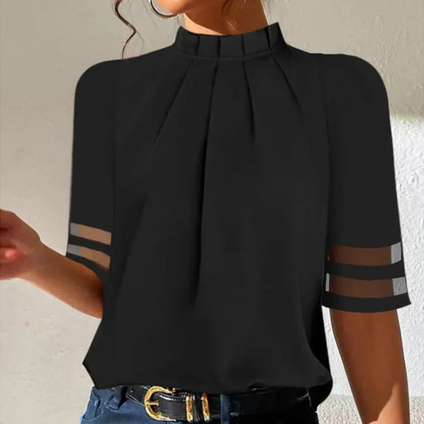 Women's Mock Neck Cold Shoulder Blouse