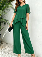 Women’s Layered Top and Wide-Leg Pant Set