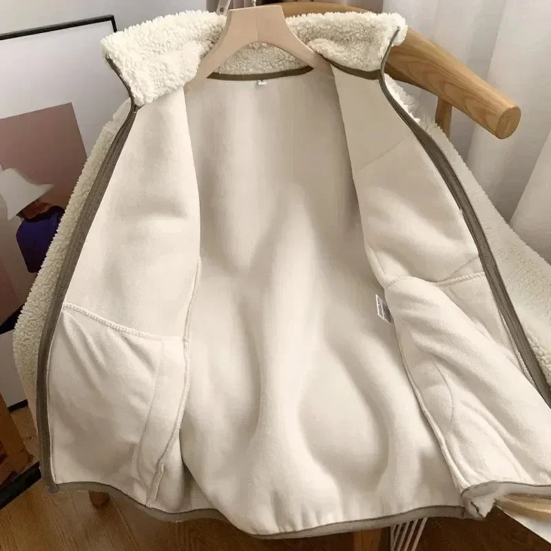 Women's Textured Zip-Front Jacket with Stand Collar