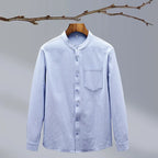 Men's Mandarin Collar Long Sleeve Shirt
