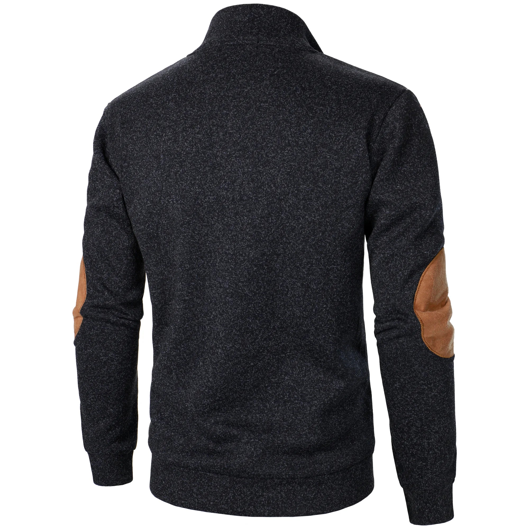 Men’s Stand Collar Elbow Patch Sweater