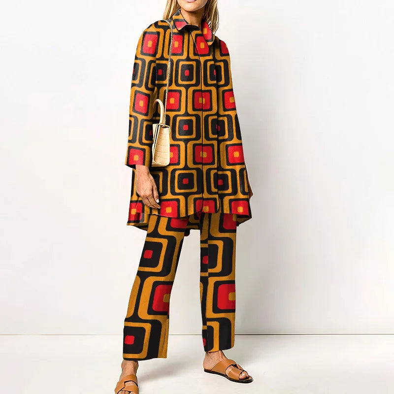 Women's Geometric Print Two Piece Set