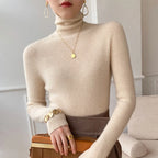 Women’s Turtleneck Sweater with Ribbed Texture