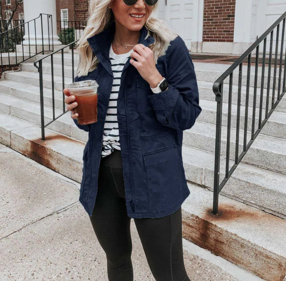 Women’s Army Jacket with Stand Collar
