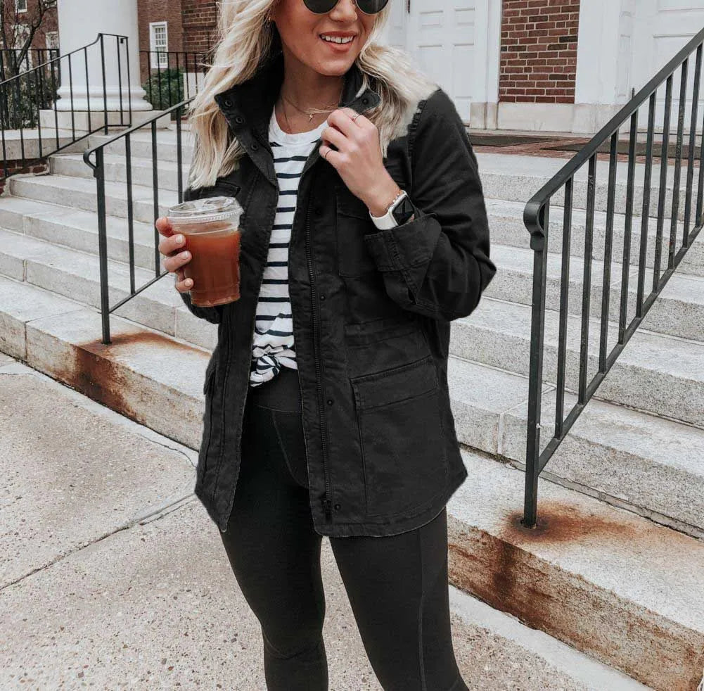 Women’s Army Jacket with Stand Collar