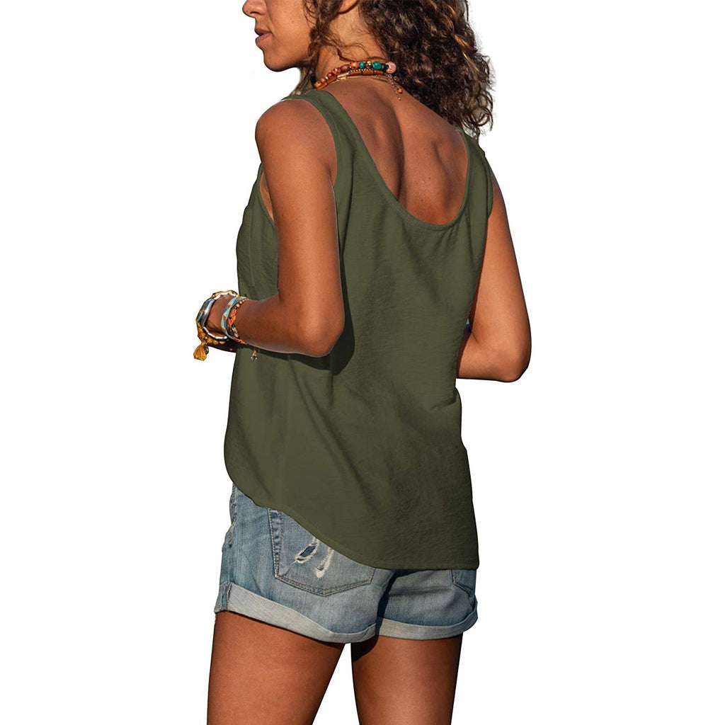 Women's Button Front Sleeveless Top