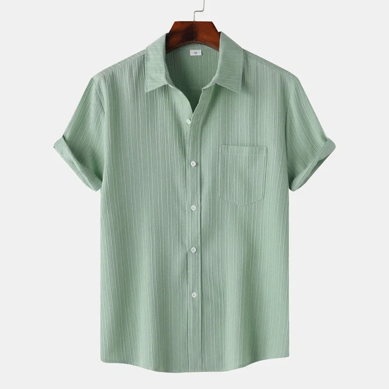 Men’s Textured Short Sleeve Button-Up Shirt