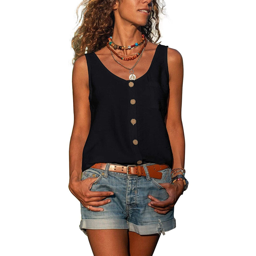 Women's Button Front Sleeveless Top