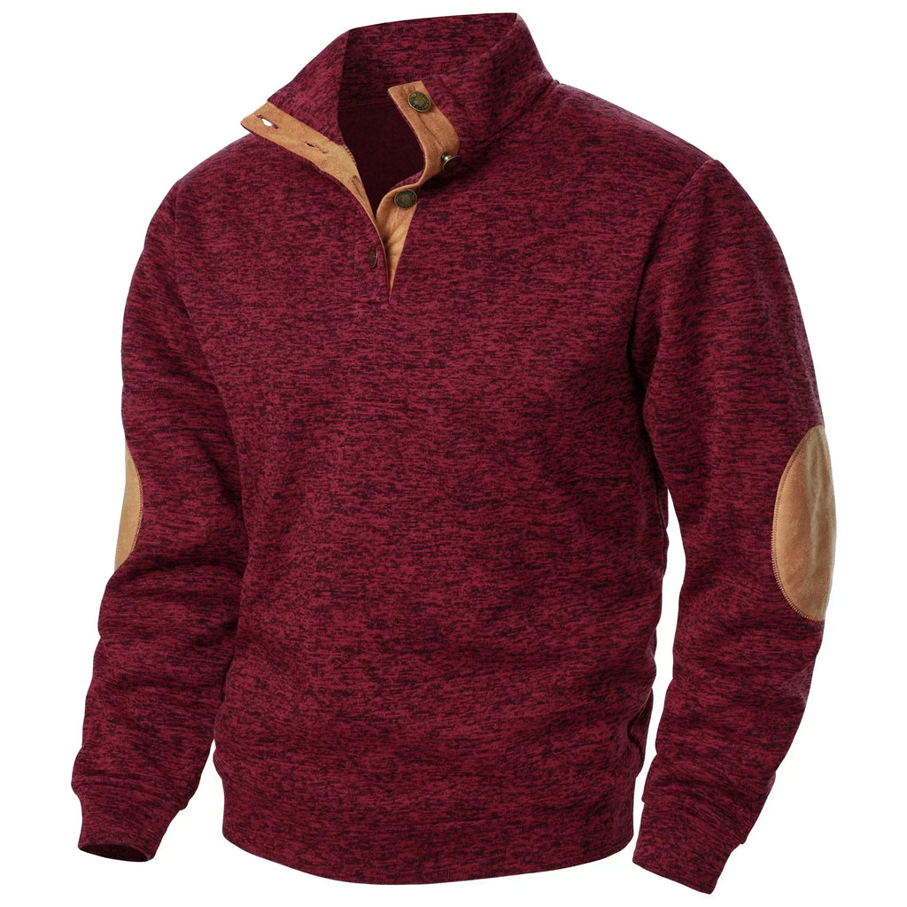 Men’s Stand Collar Elbow Patch Sweater