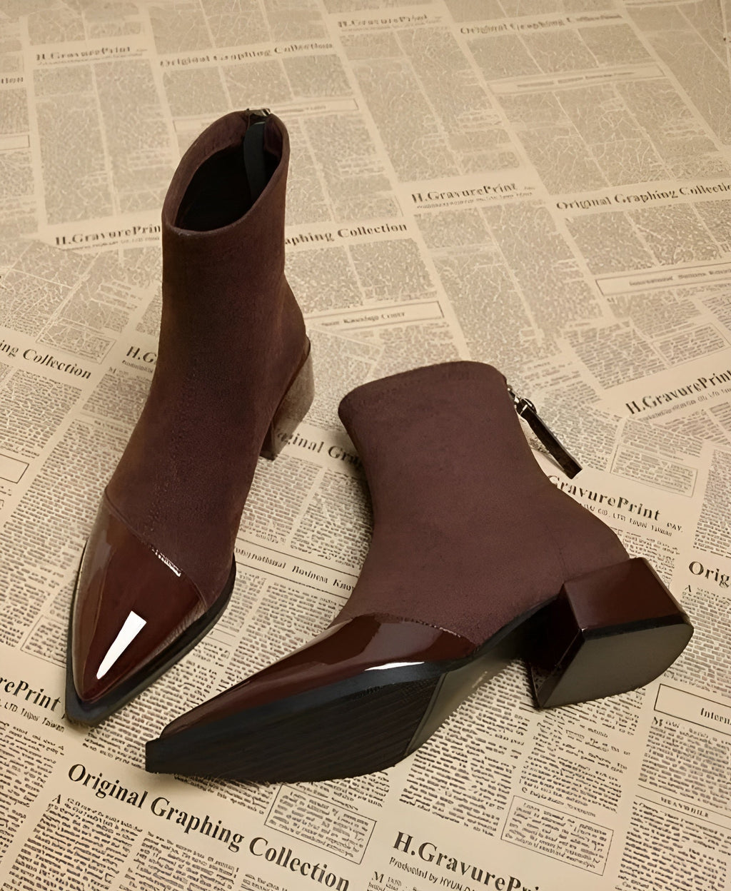 Women’s Pointed-Toe Block Heel Ankle Boots