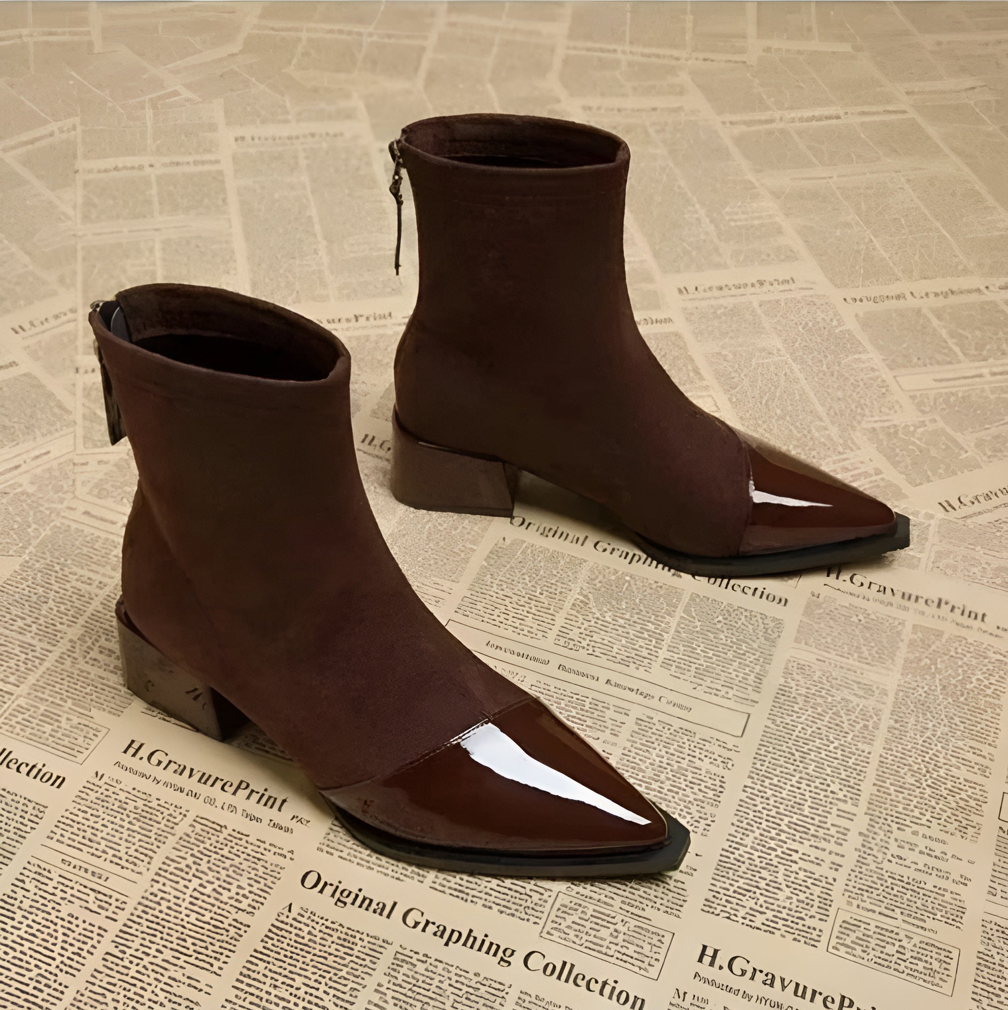 Women’s Pointed-Toe Block Heel Ankle Boots