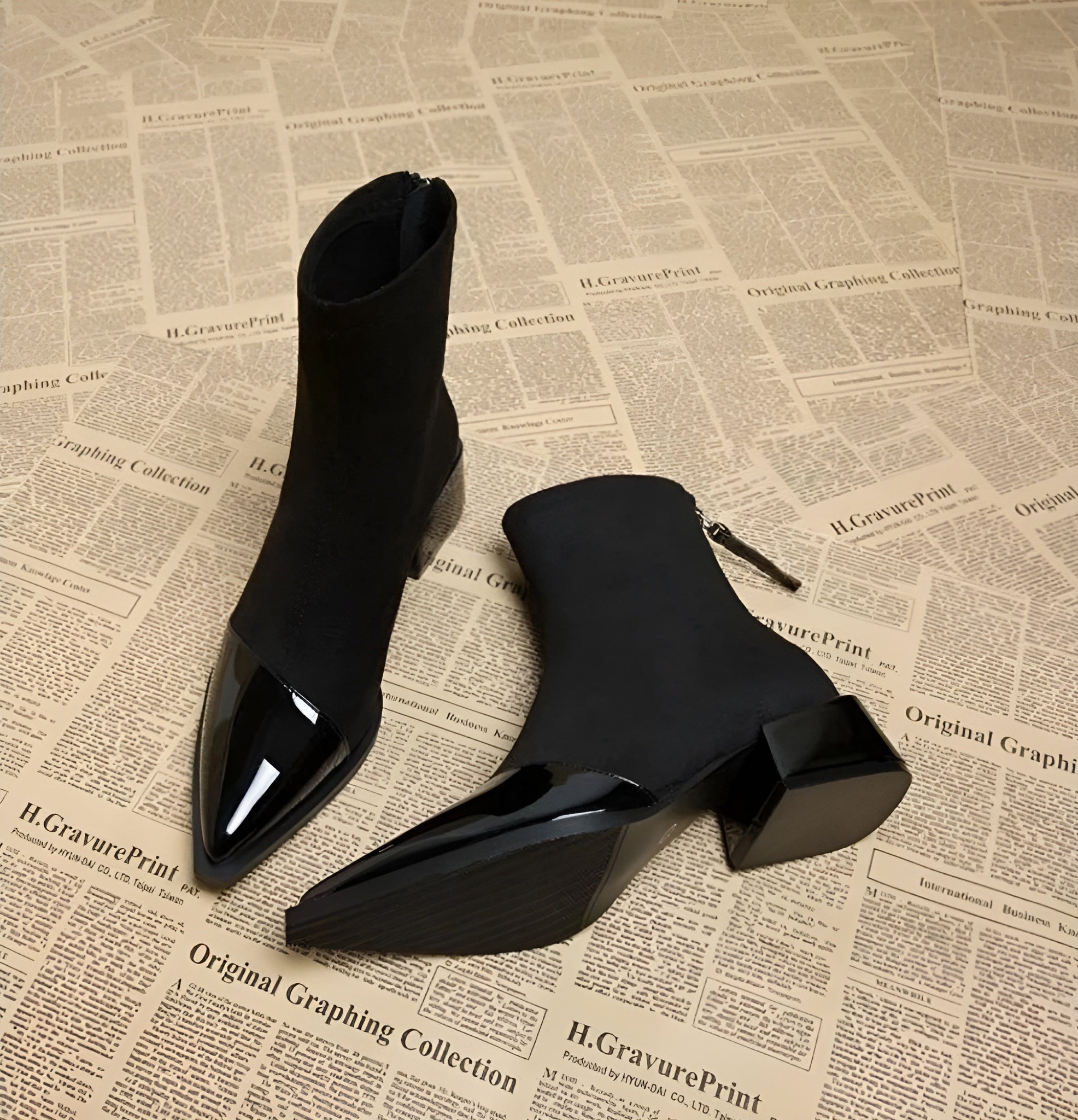 Women’s Pointed-Toe Block Heel Ankle Boots