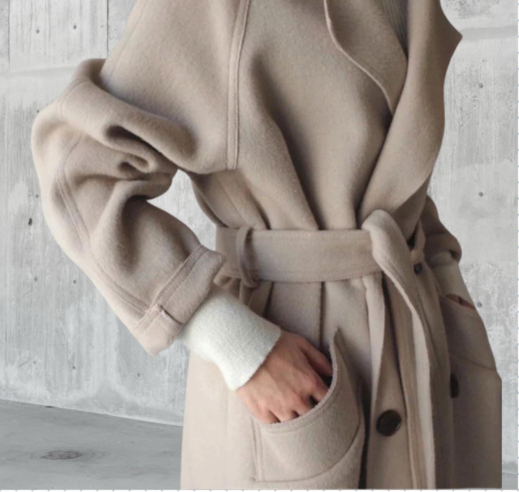 Women’s Oversized Longline Coat with Lapels