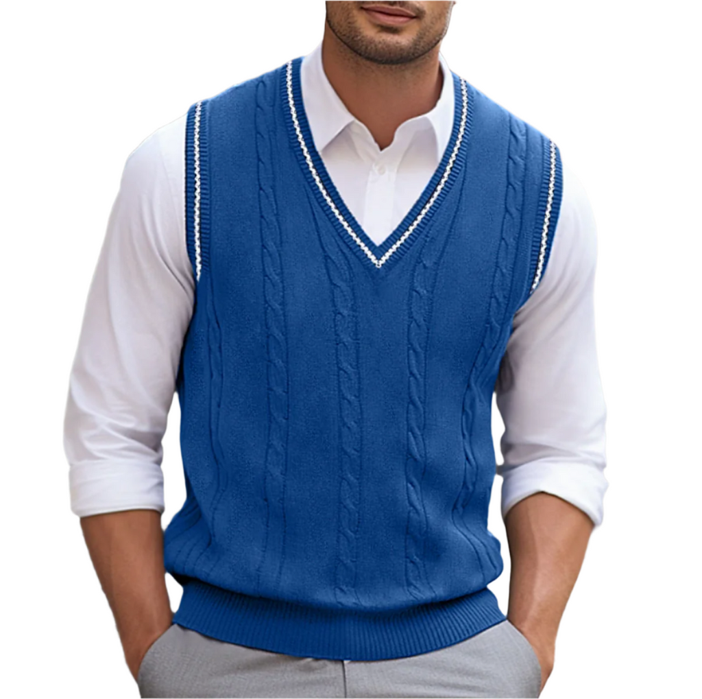 Men’s Cable-Knit V-Neck Sweater Vest