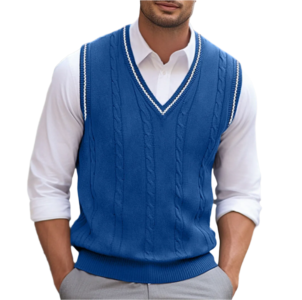 Men’s Cable-Knit V-Neck Sweater Vest