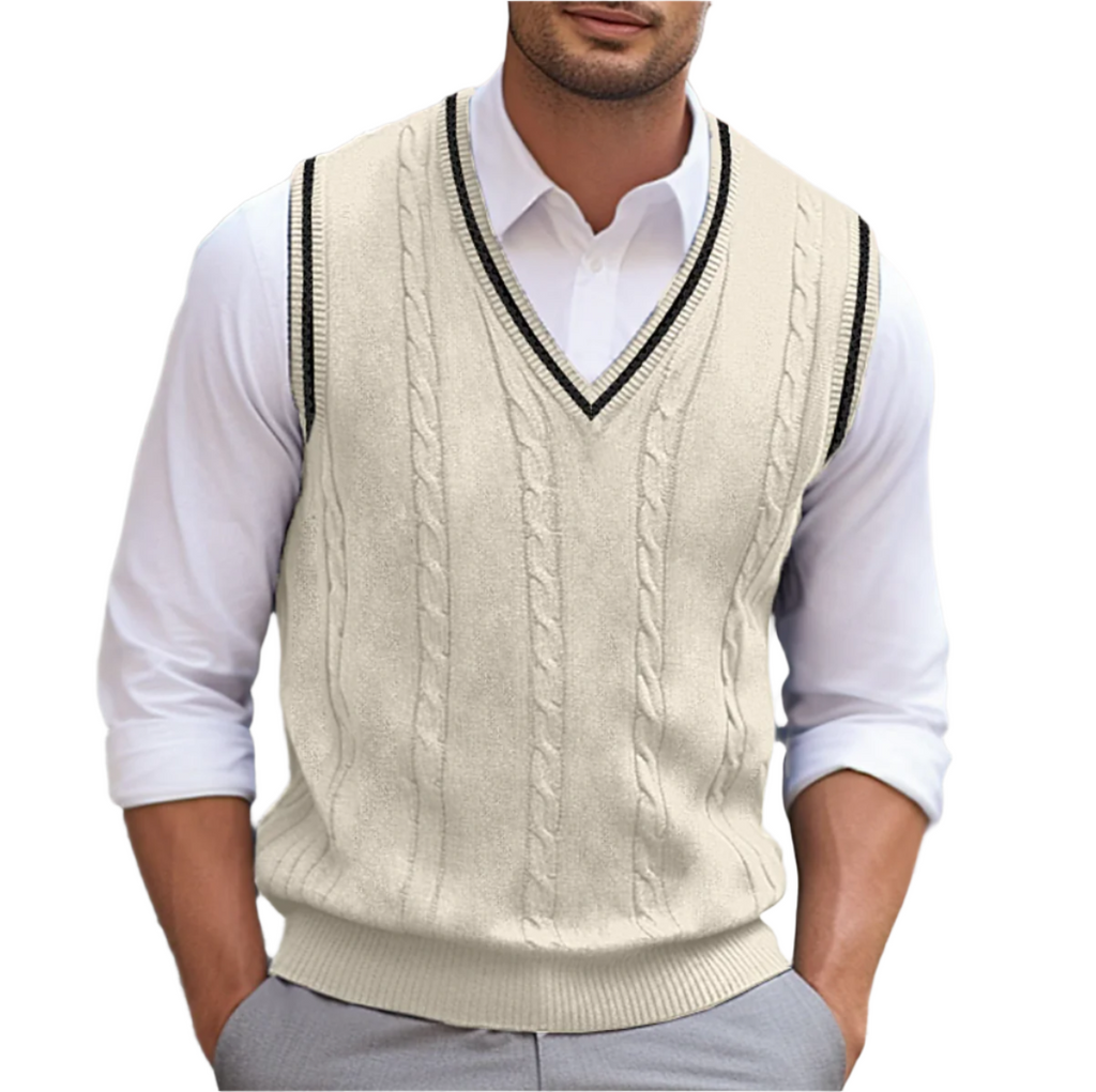 Men’s Cable-Knit V-Neck Sweater Vest