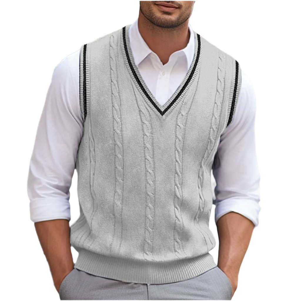 Men’s Cable-Knit V-Neck Sweater Vest