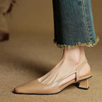 Women's Pointed Toe Slingback Low Heel Pumps