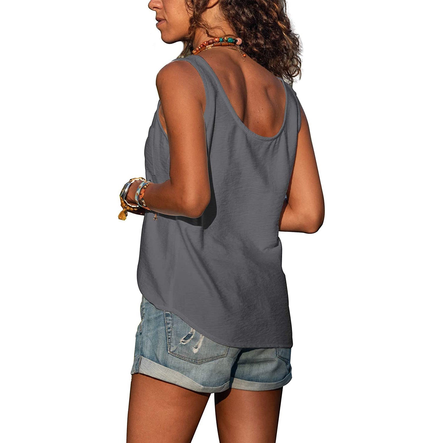 Women's Button Front Sleeveless Top