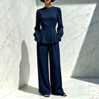 Women’s Peplum Wide-Leg Pant Set