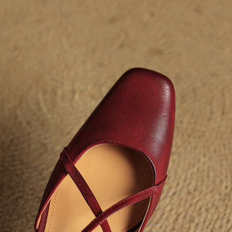 Women's Slingback Square Toe Block Heel Pumps
