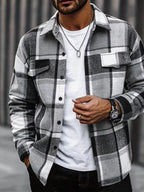 Men's Long Sleeve Plaid Flannel Overshirt