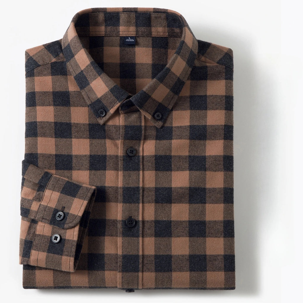 Men's Long Sleeve Plaid Button Down Shirt