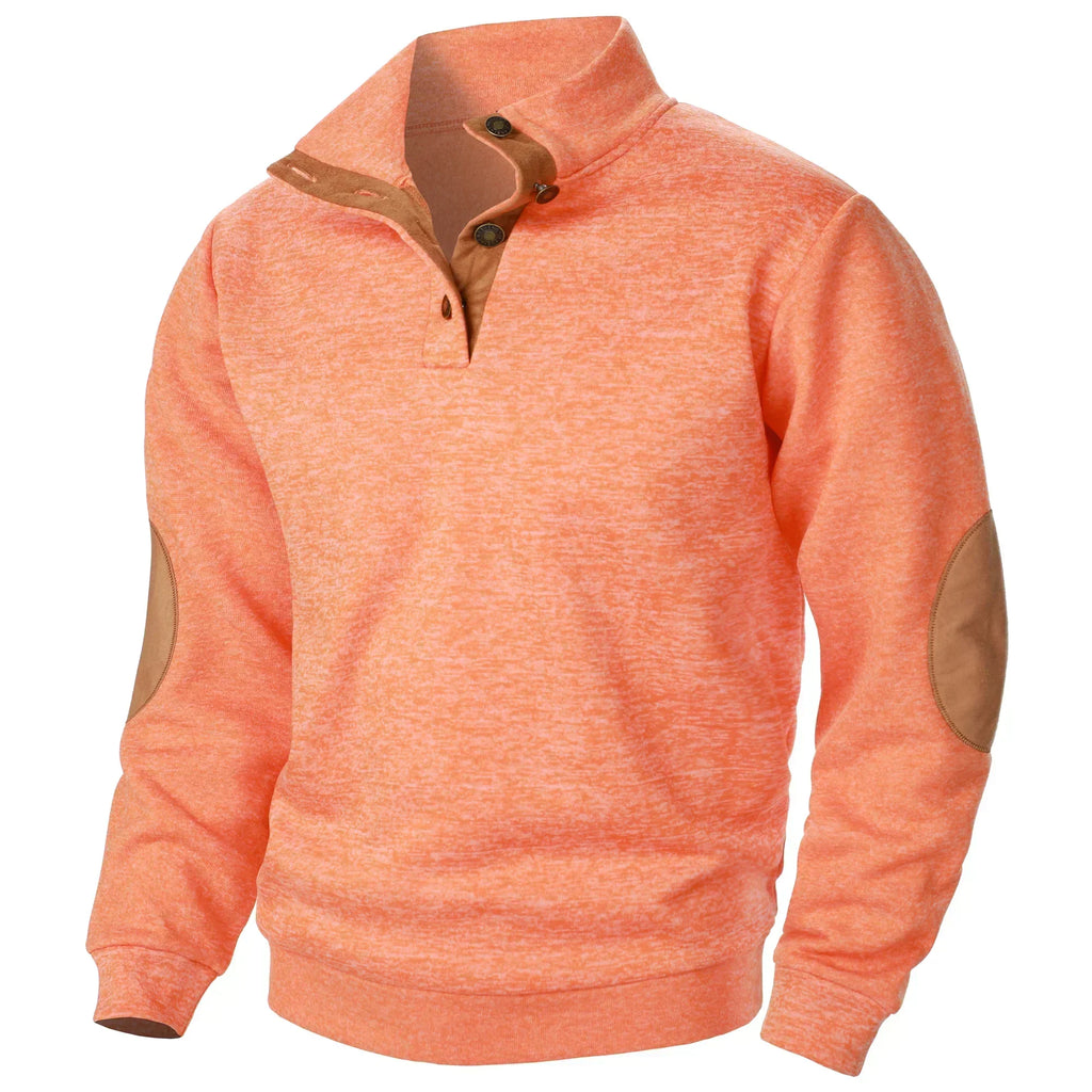 Men’s Stand Collar Elbow Patch Sweater