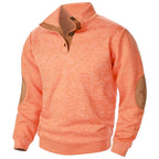 Men’s Stand Collar Elbow Patch Sweater