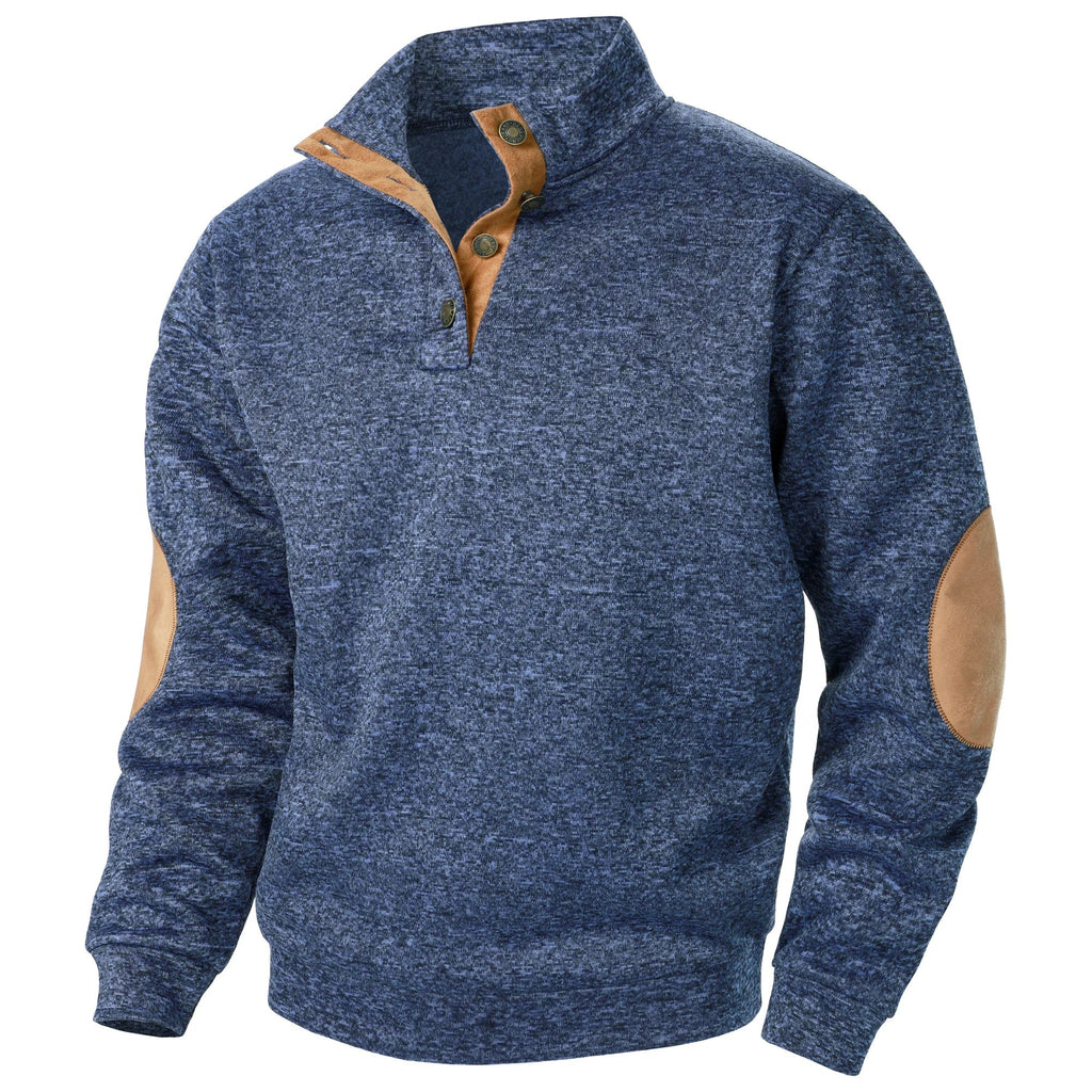Men’s Stand Collar Elbow Patch Sweater