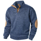 Men’s Stand Collar Elbow Patch Sweater