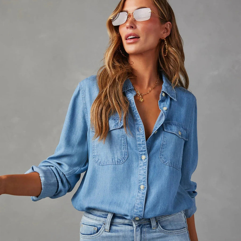 Women’s Relaxed Fit Denim Button Shirt