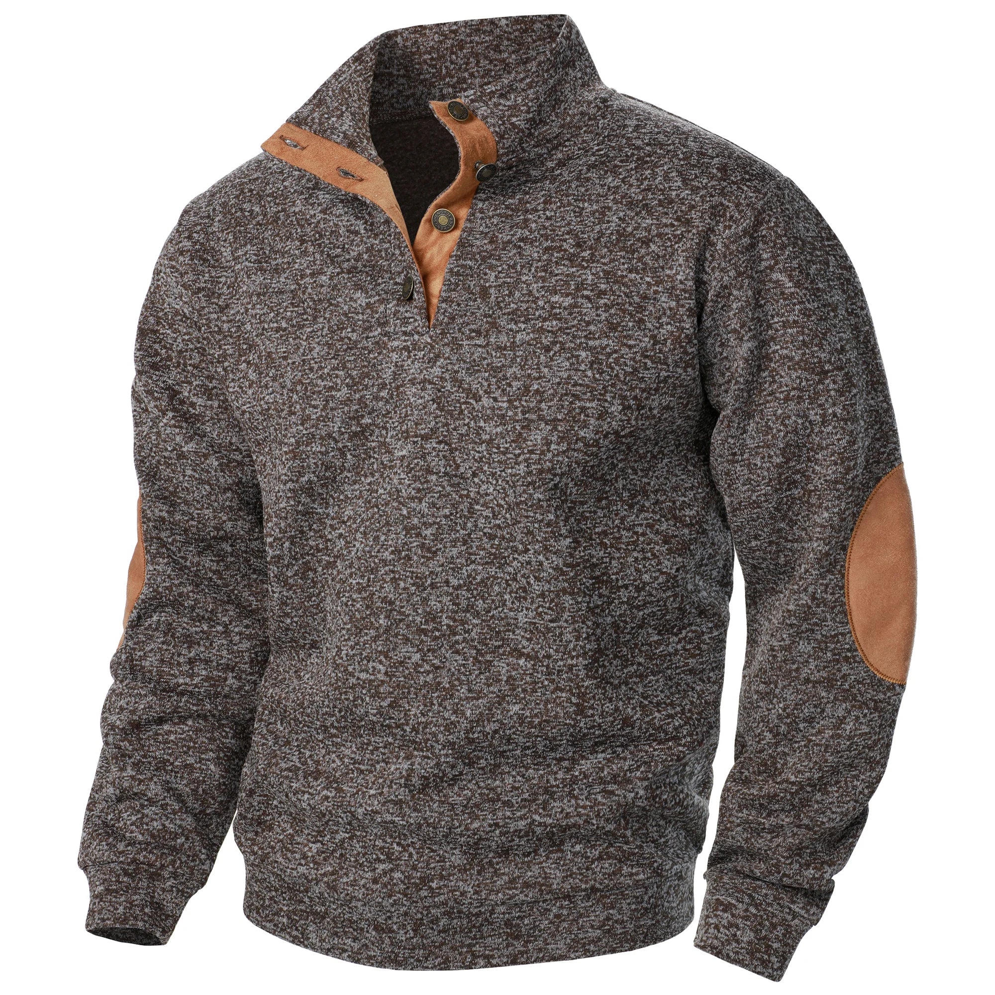 Men’s Stand Collar Elbow Patch Sweater