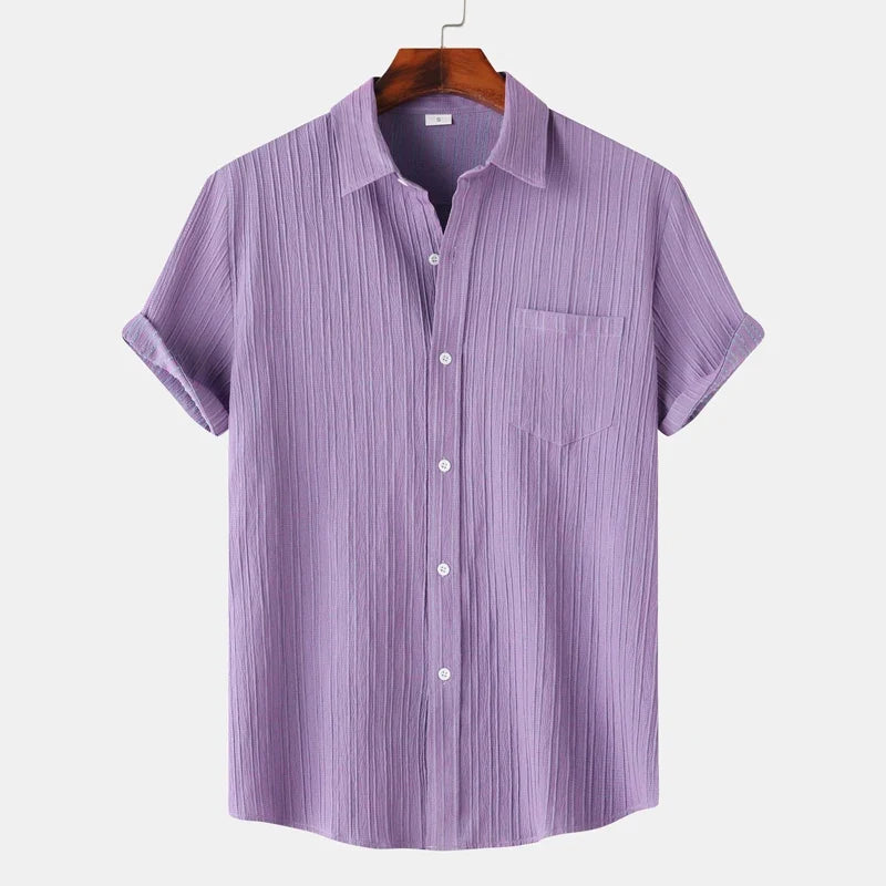 Men’s Textured Short Sleeve Button-Up Shirt