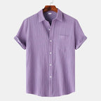 Men’s Textured Short Sleeve Button-Up Shirt