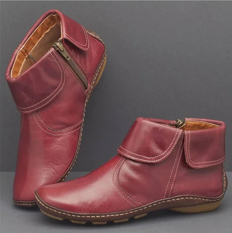 Women’s Contrast Strap Flat Ankle Boots