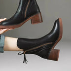 Women's Mid-Calf Zip Detail Block Heel Boots
