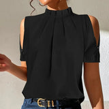 Women's Mock Neck Cold Shoulder Blouse