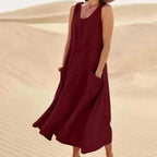 Women's Linen Pocket Maxi Dress