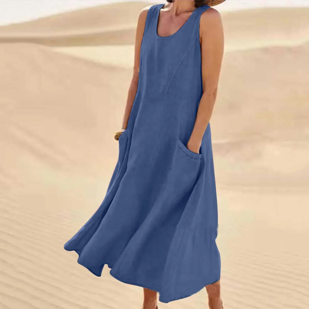 Women's Linen Pocket Maxi Dress