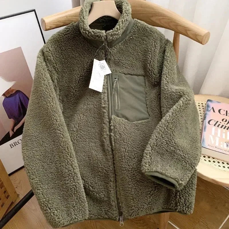 Women's Textured Zip-Front Jacket with Stand Collar