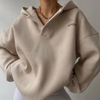 Women's Relaxed Pullover Hoodie with V-Neck