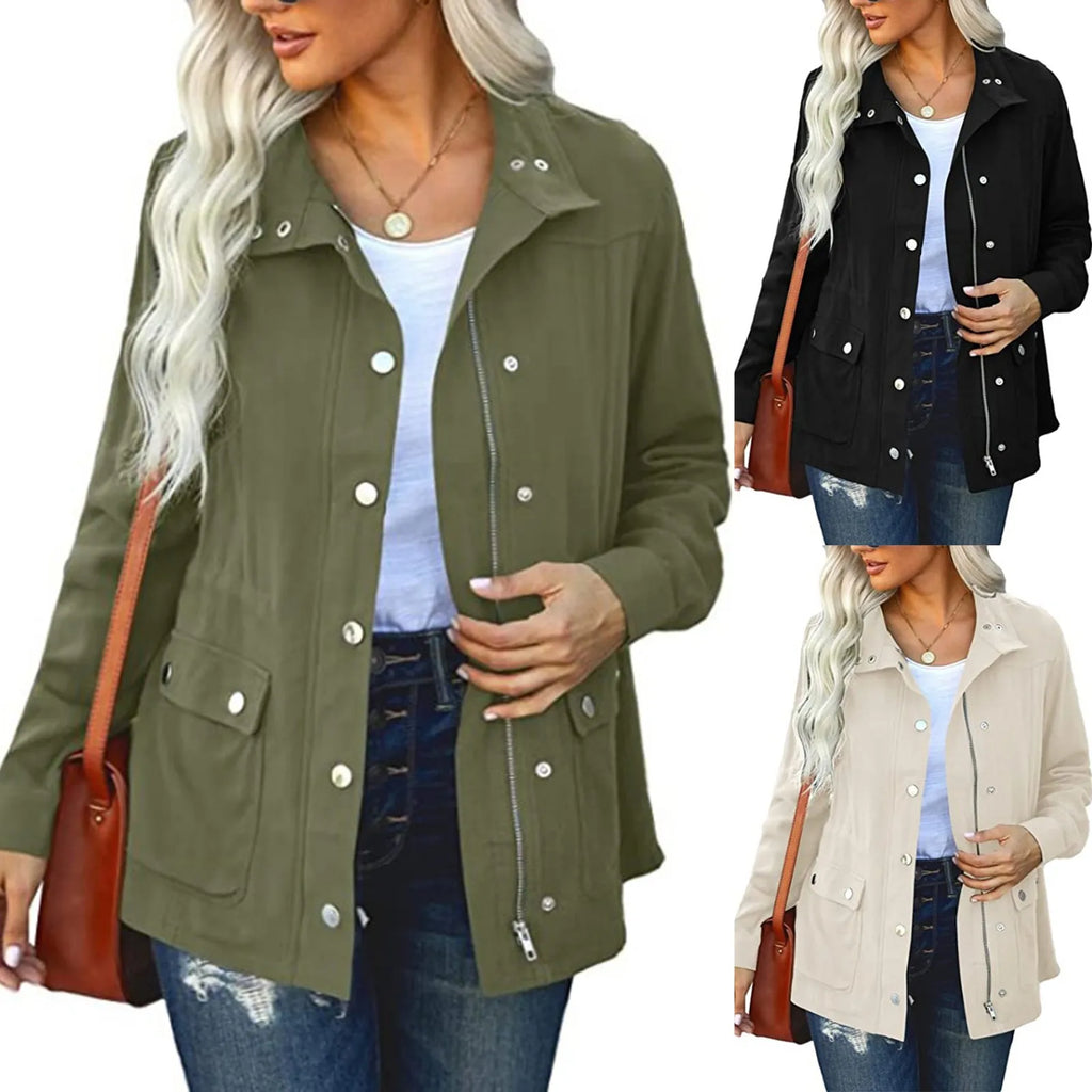 Women’s Army Jacket with Snap Front