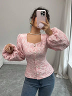 Women's Floral Jacquard Blouse