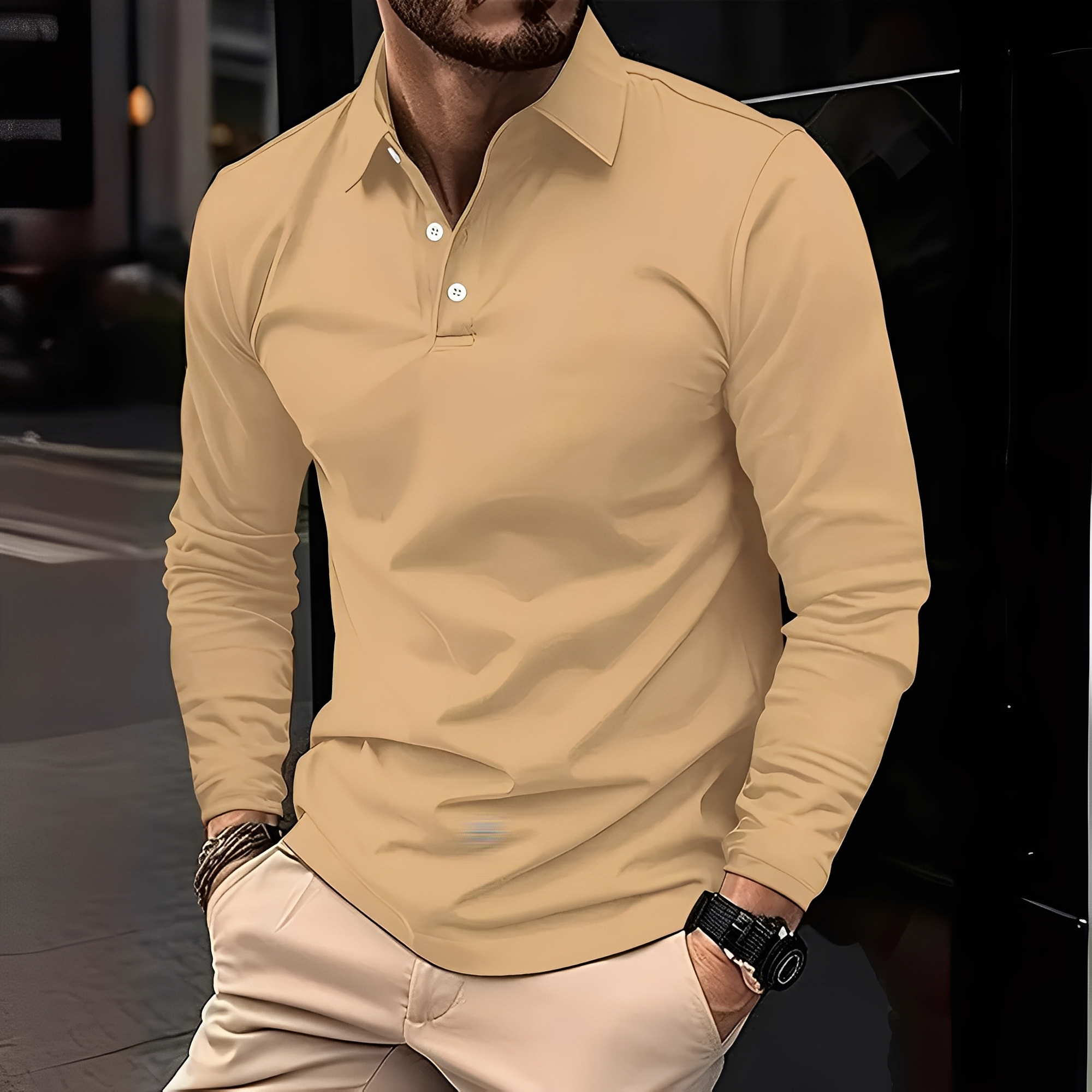 Men’s Long Sleeve Slim Fit Polo