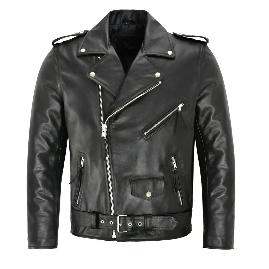 Men's Biker Jacket with Asymmetric Zip