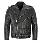 Men's Biker Jacket with Asymmetric Zip