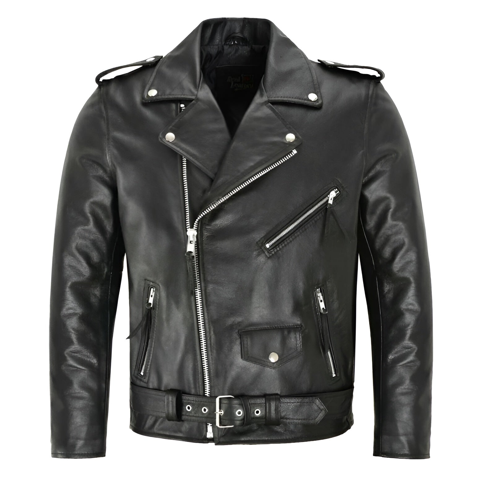 Men's Biker Jacket with Asymmetric Zip