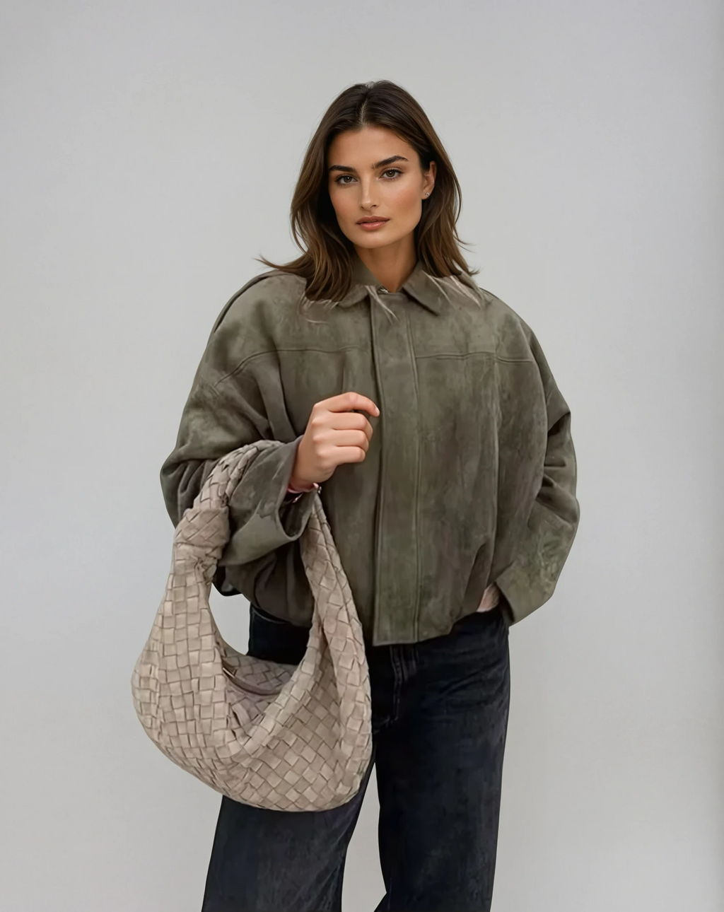Women's Oversized Zip Front Bomber Jacket